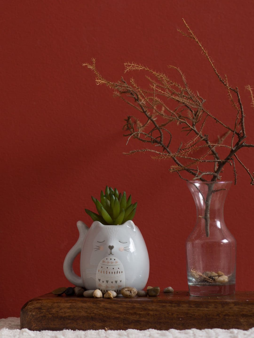Chumbak Grey & Green Wise Kitty Grey Planter - view 1
