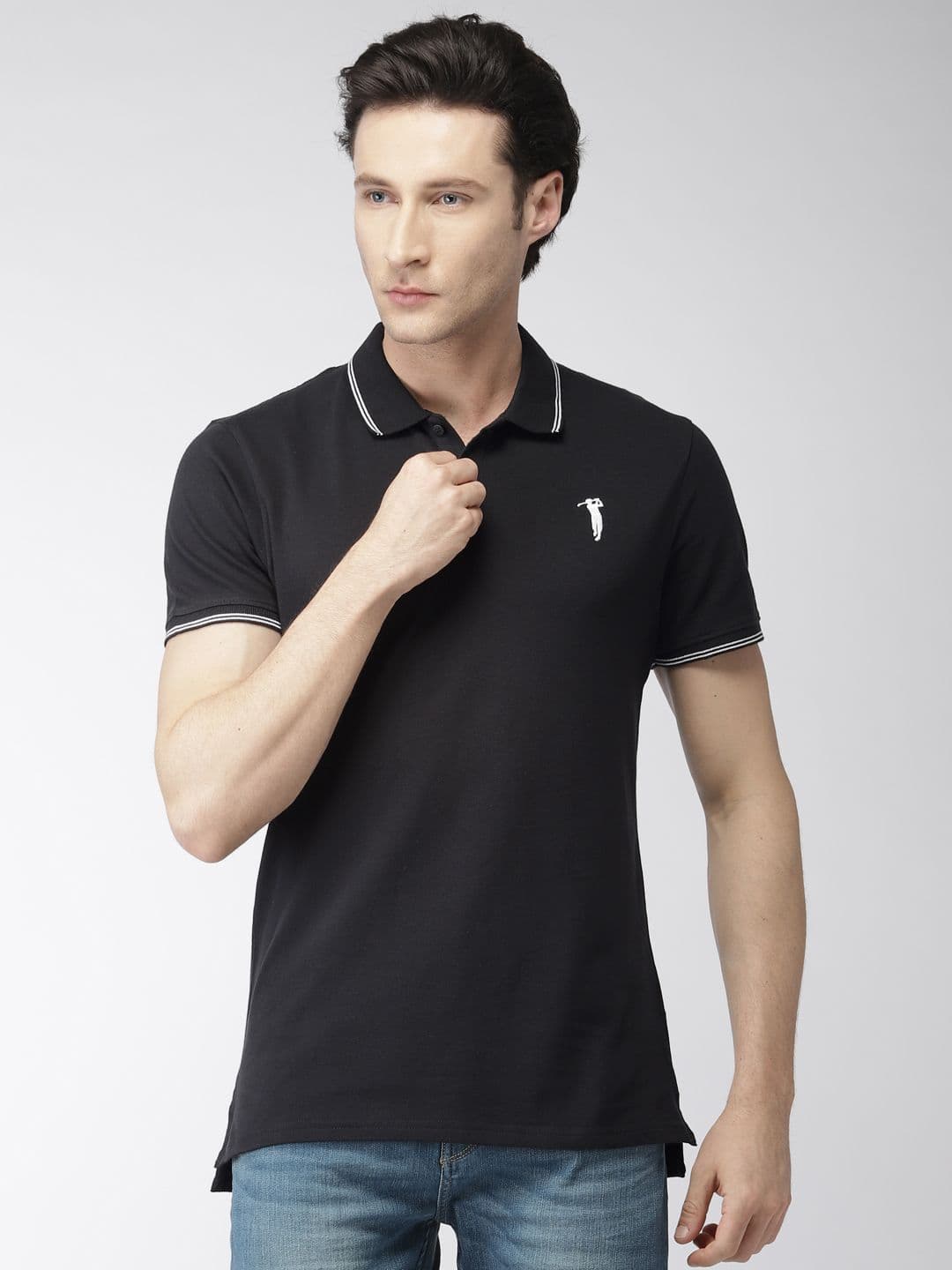 Bossini Men Black Solid Polo Collar T-shirt - view 1