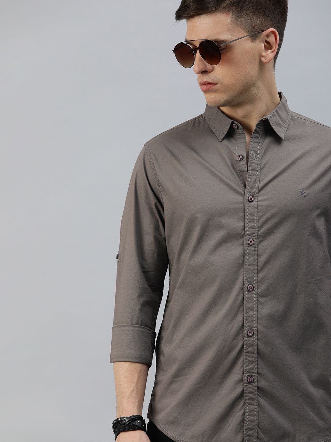 Roadster Men Charcoal Grey Stretchable Casual Shirt - view 1