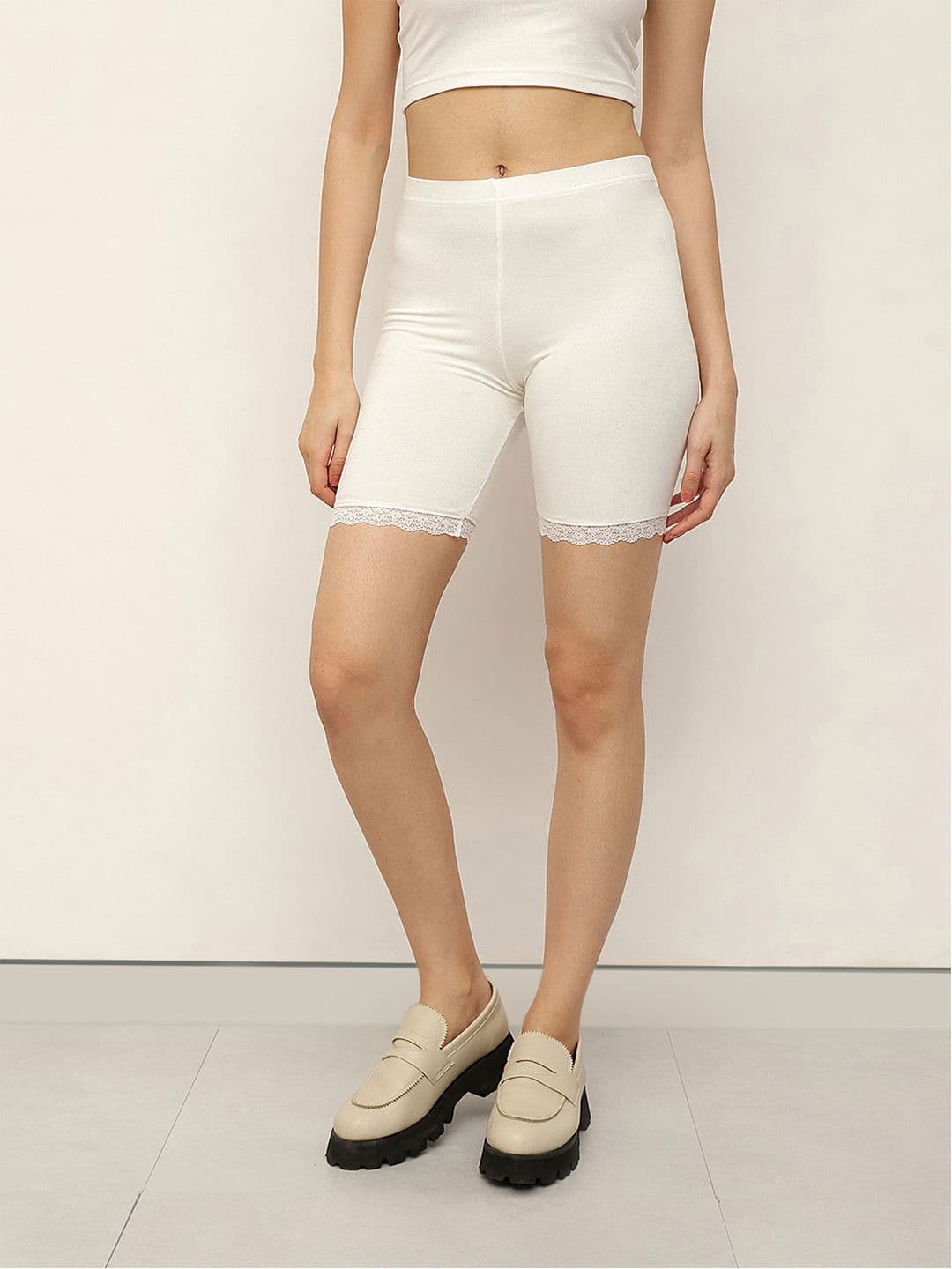 Espresso Women Off-White Solid Lounge Shorts ESP-4012 - view 1