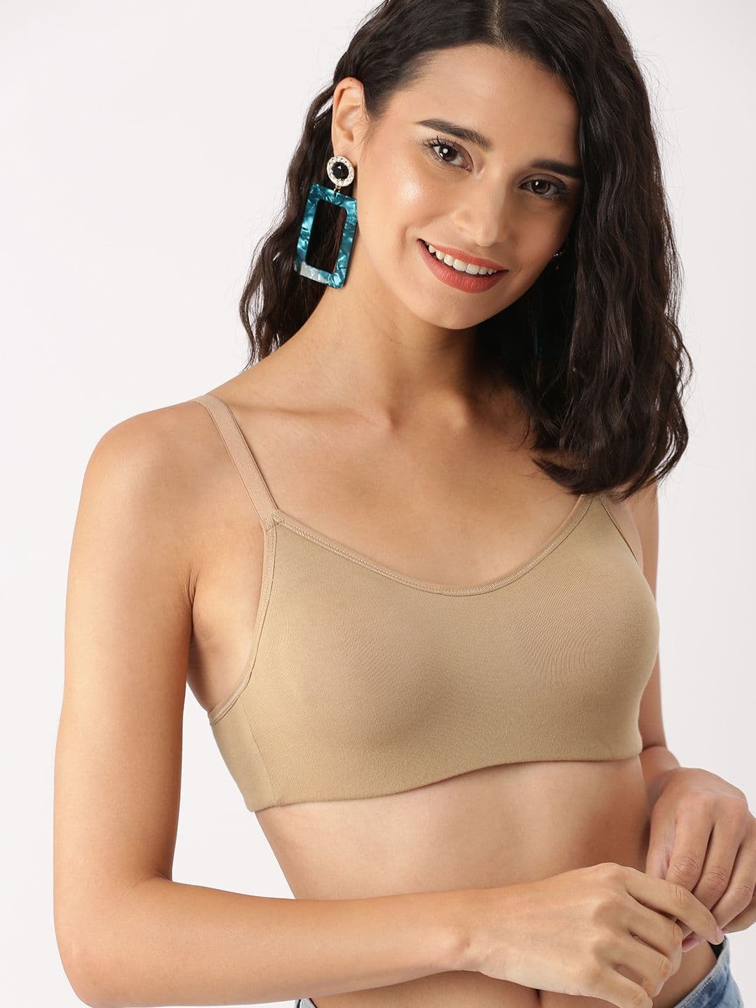 DressBerry Beige Solid Non-Wired Lightly Padded Everyday Bra DB-CAM-PAD-01D - view 1