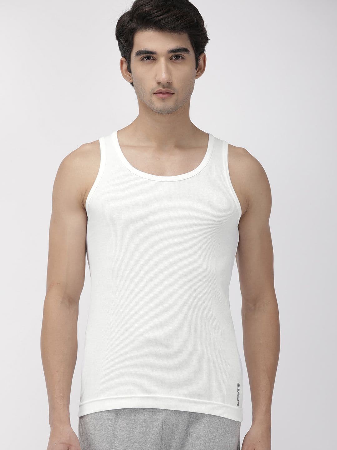 Levis Men Solid Round Neck Sleeveless Pure Cotton Rib Vest - view 1