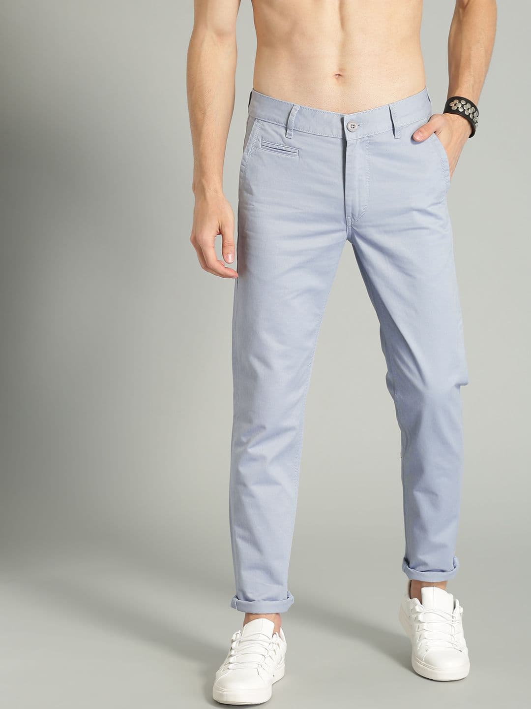 The Roadster Lifestyle Co Men Blue Regular Fit Solid Chinos - view 1