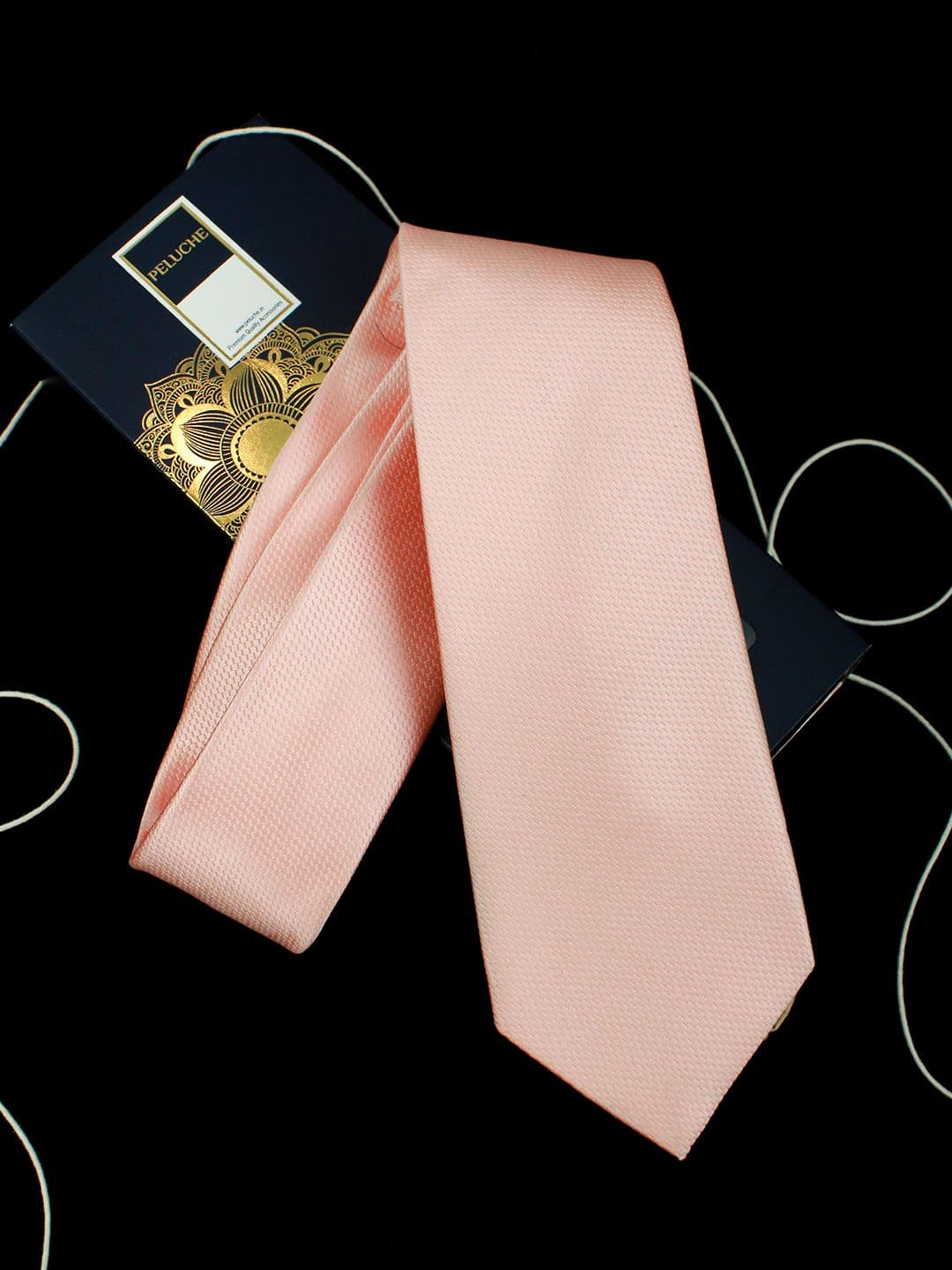 PELUCHE Peach-Coloured Solid Broad Tie - view 1