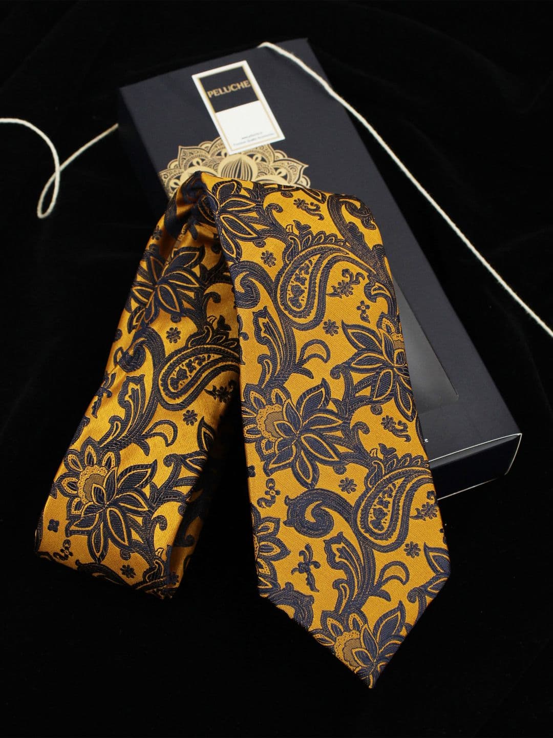 PELUCHE Brown & Navy Blue Printed Broad Tie - view 1