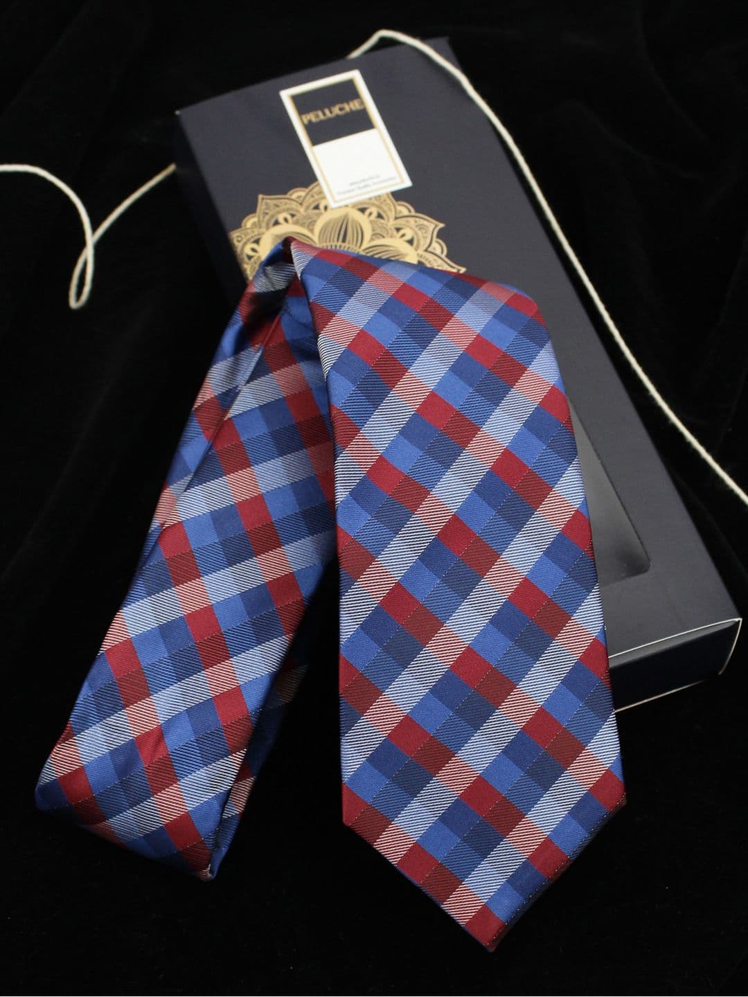 PELUCHE Blue & Red Checked Broad Tie - view 1