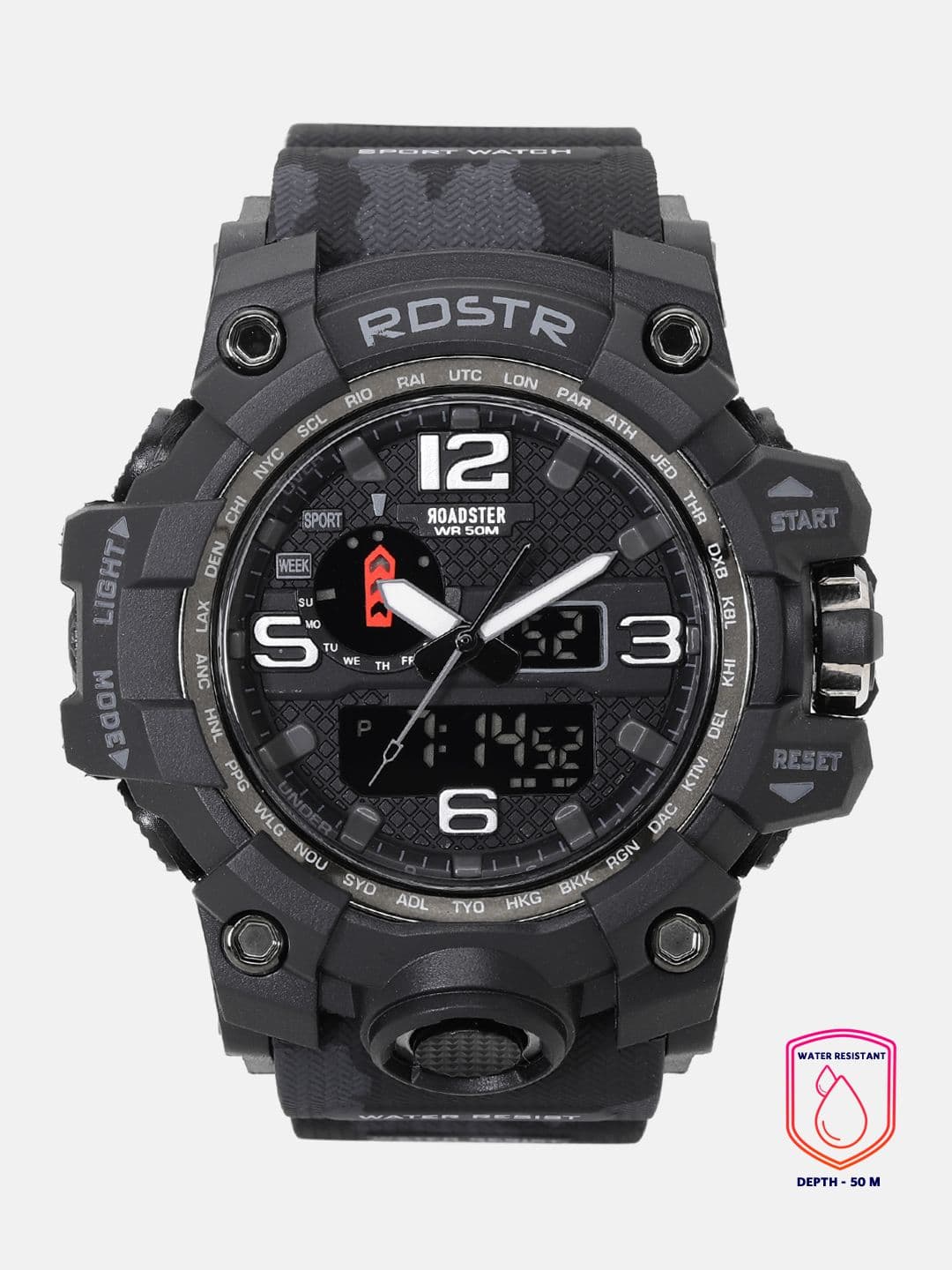 The Roadster Lifestyle Co Men Black Multi Function Analogue and Digital Watch MFB-PN-SM-1545 - view 1