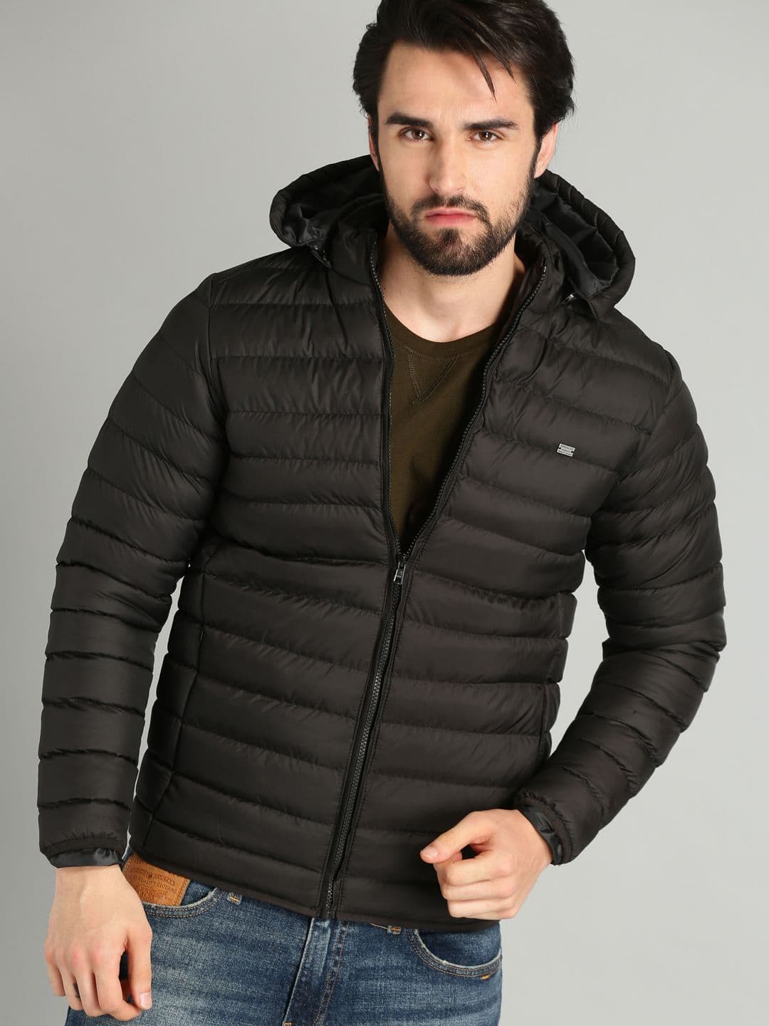 The Roadster Lifestyle Co Men Black Solid Puffer Jacket - view 1