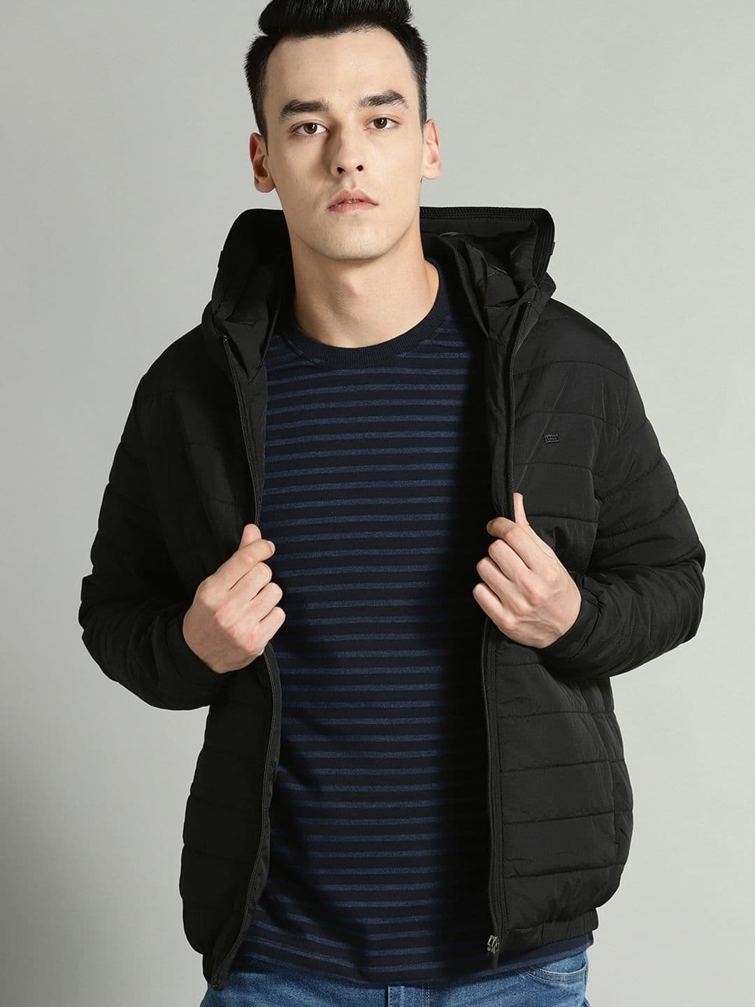 The Roadster Lifestyle Co Men Black Solid Padded Jacket - view 1