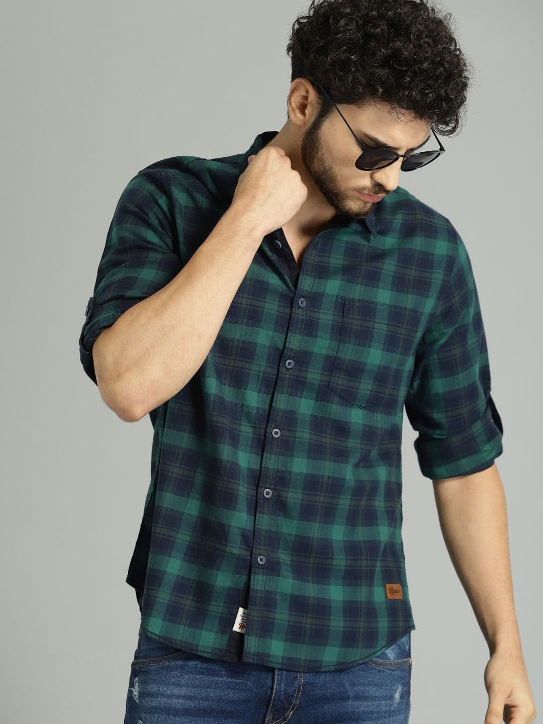 Roadster Men Green & Navy Blue Checked Casual Shirt - view 1