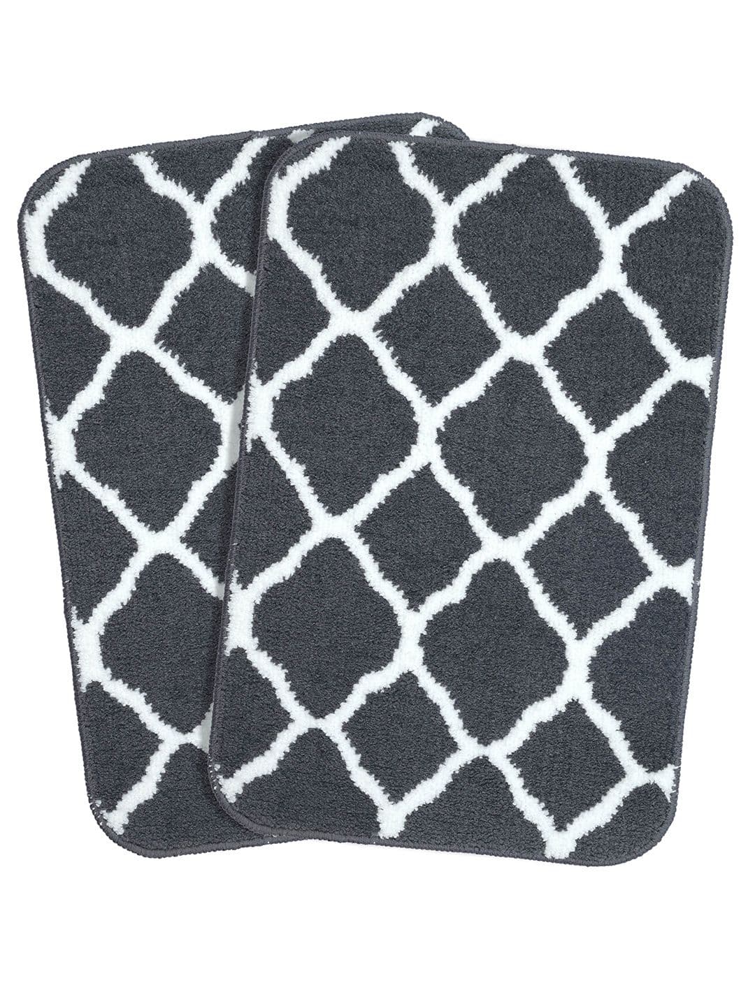 Saral Home Set of 2 Grey & White Anti-Skid Bath Rugs - view 1