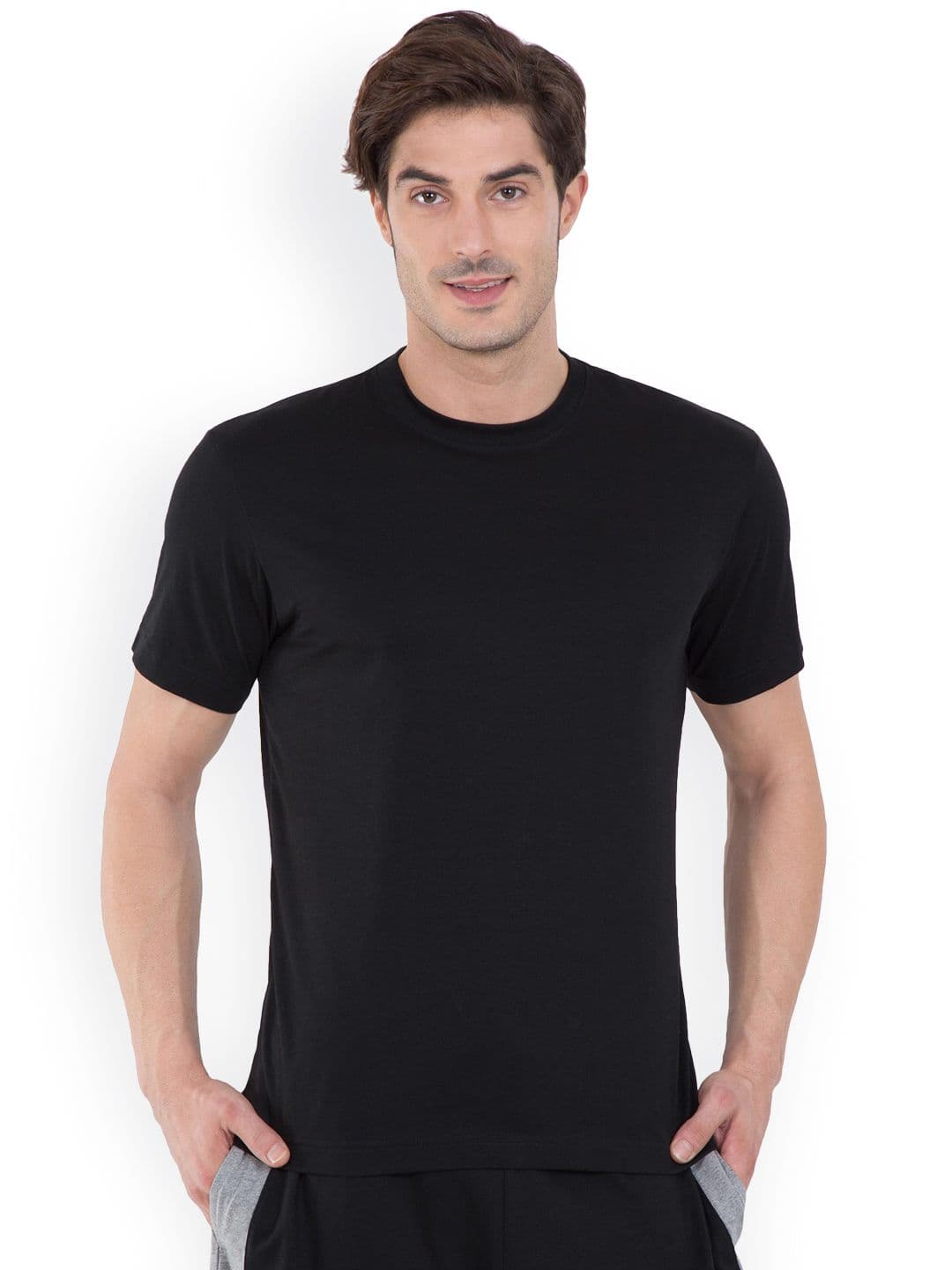 Jockey Men Black Solid Round Neck Pure Cotton T-shirt - view 1
