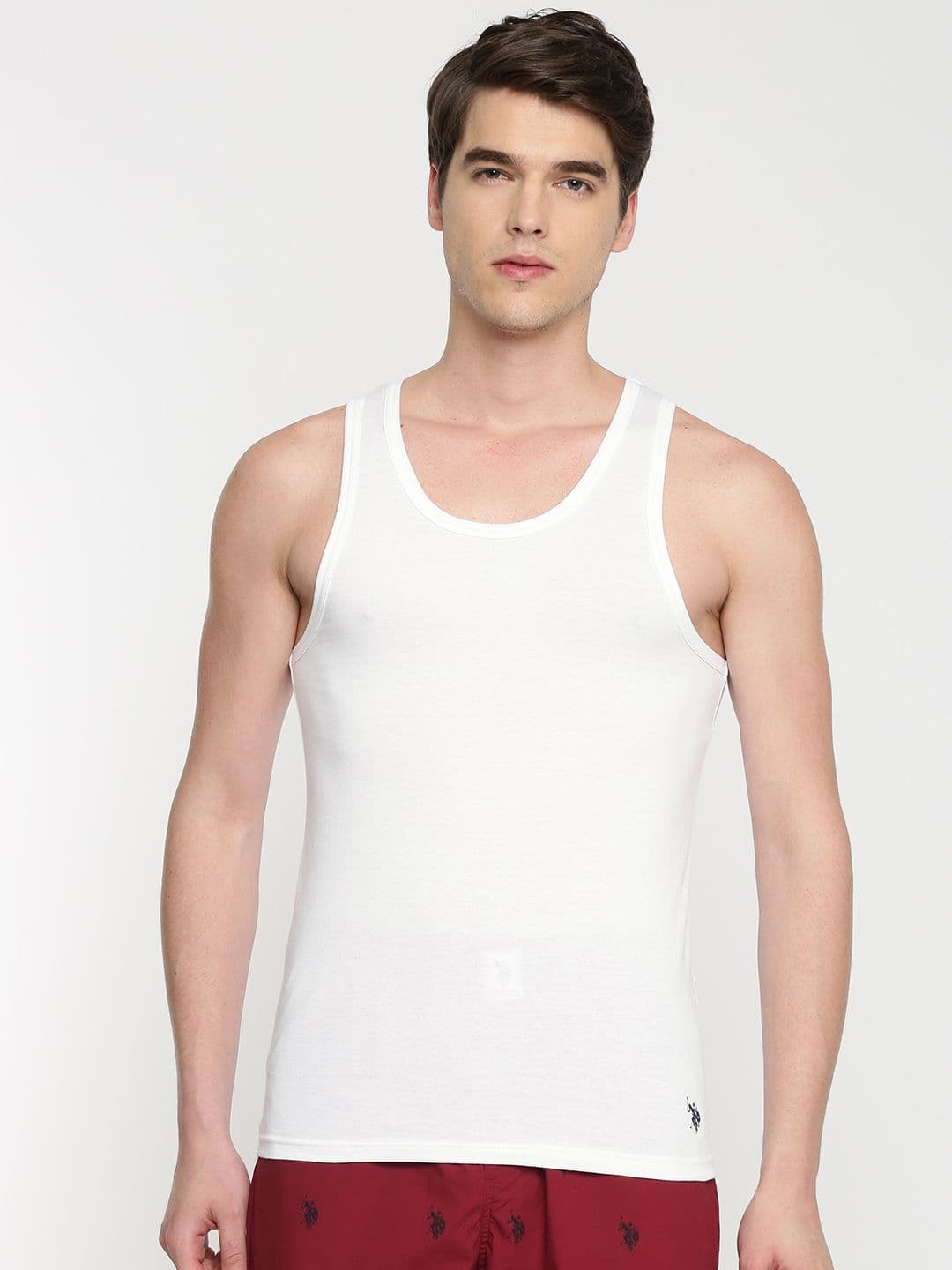 U.S. Polo Assn. Men White Solid Basic Innerwear Vest I024-001-P1-L - view 1