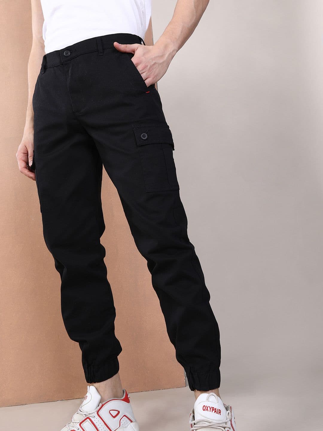 The Indian Garage Co Men Slim Fit Solid Cargos Joggers - view 1