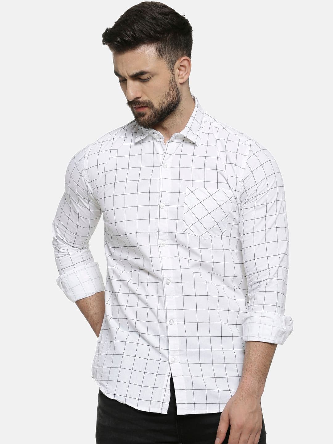 CAHOOT Men White & Black Regular Fit Checked Casual Shirt - view 1