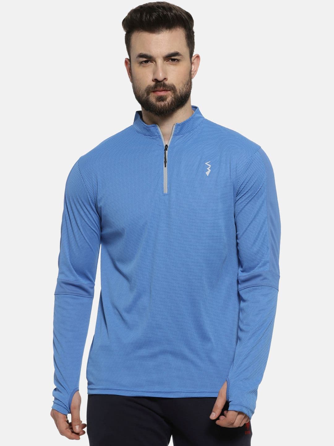 CAHOOT Men Blue Striped High Neck T-shirt - view 1