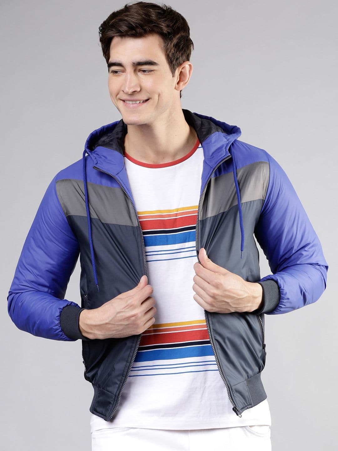 LOCOMOTIVE Men Blue Colourblocked Tailored Jacket - view 1