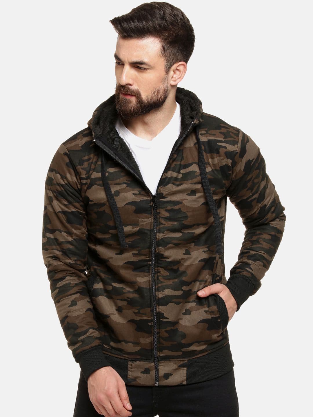 CAHOOT Men Olive Green Printed Bomber Jacket - view 1