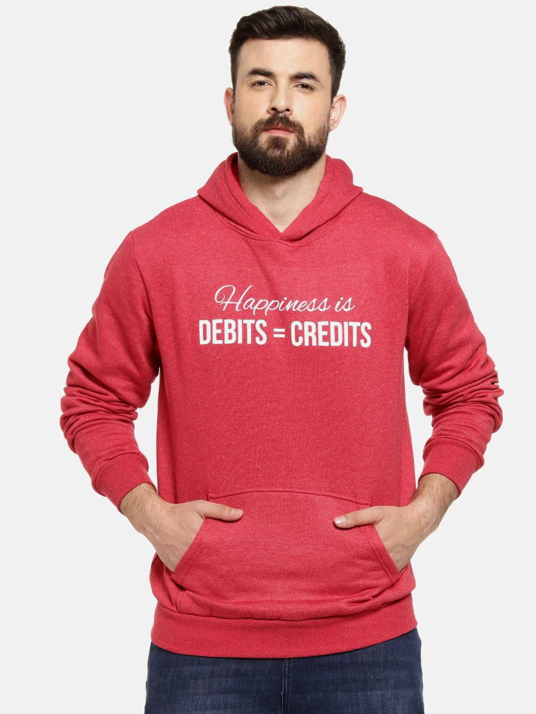 CAHOOT Men Red & White Printed Hooded Pullover Sweatshirt - view 1