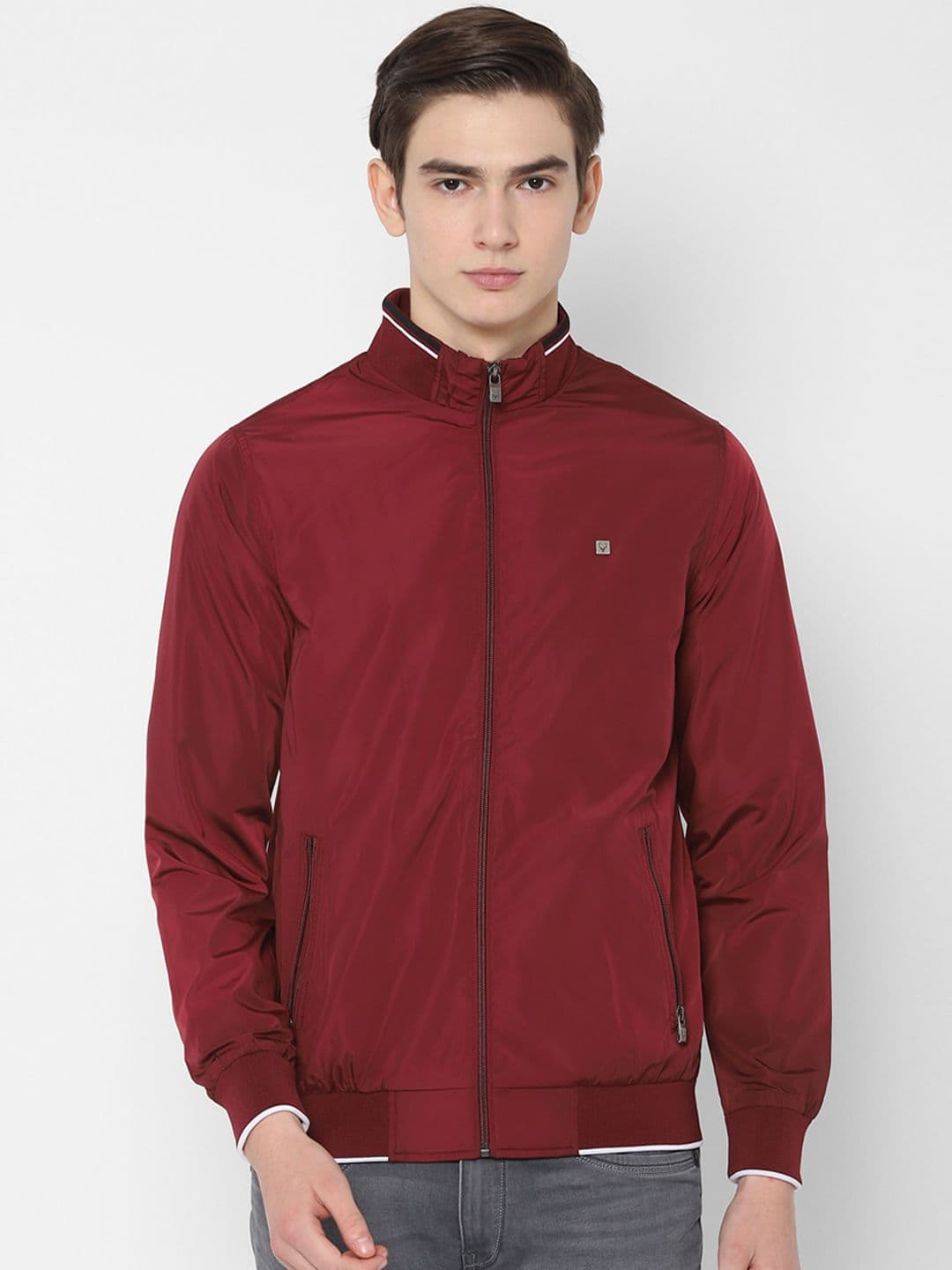 Allen Solly Men Maroon Solid Jacket - view 1
