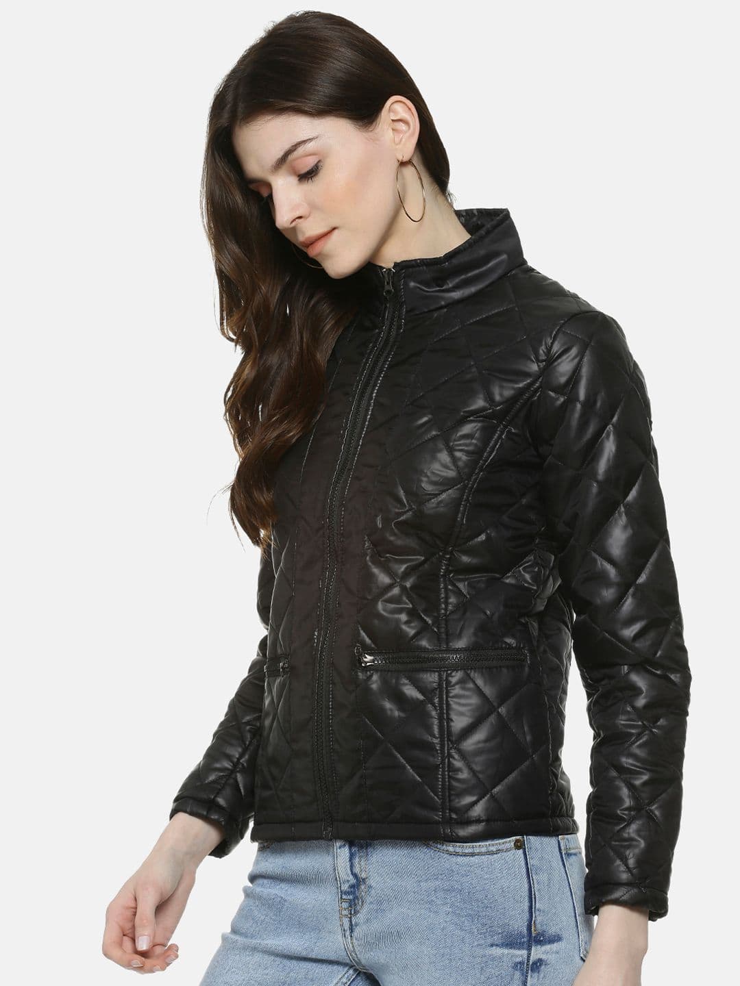 PINACOLADA Women Black Solid Windcheater Quilted Jacket - view 1