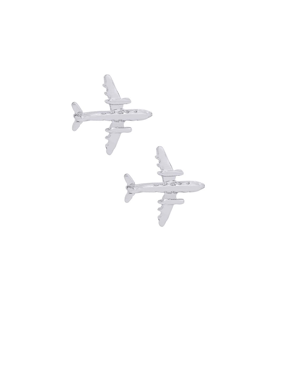 bodha Rhodium-Plated Aeroplane Shaped Cufflinks - view 1
