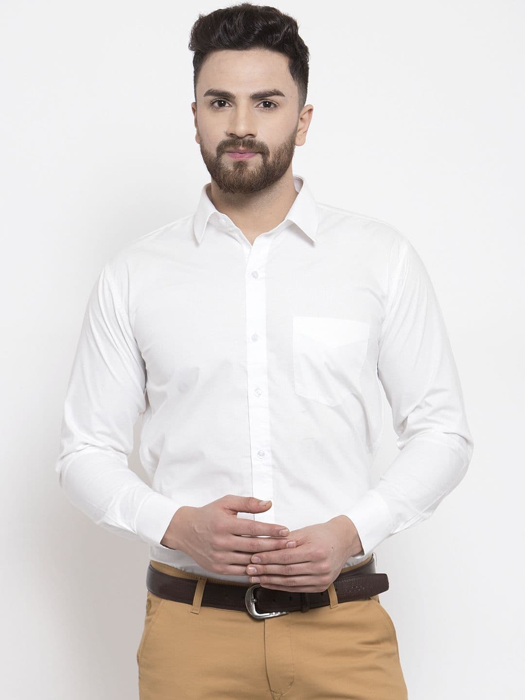 Hancock Men White Slim Fit Solid Formal Shirt - view 1