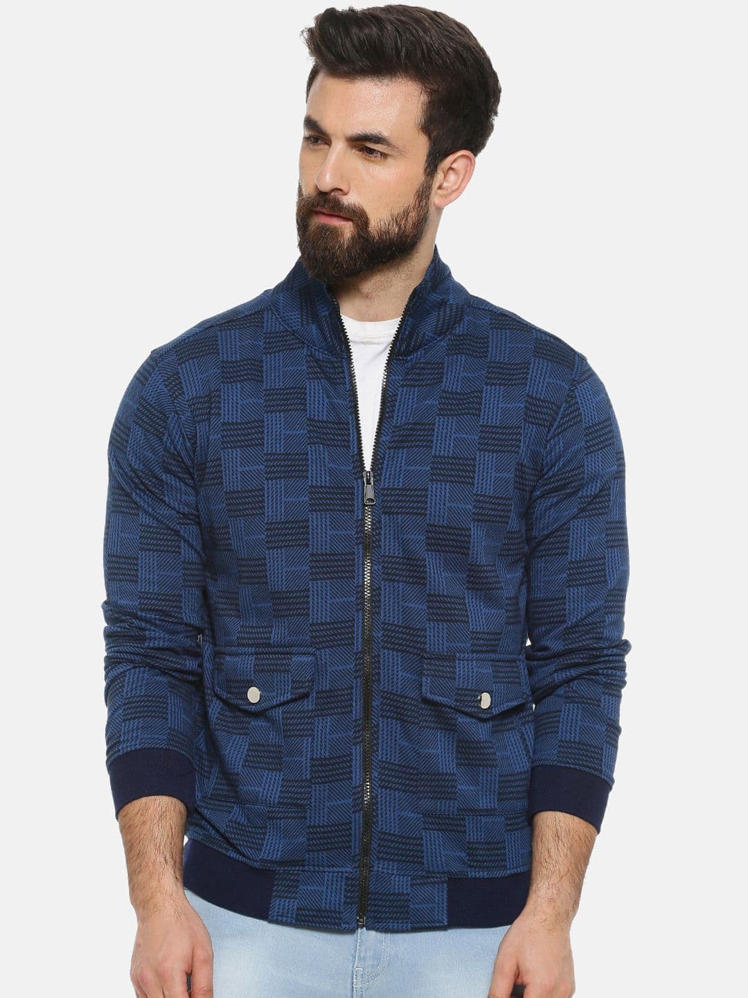 CAHOOT Men Blue Checked Windcheater Bomber - view 1