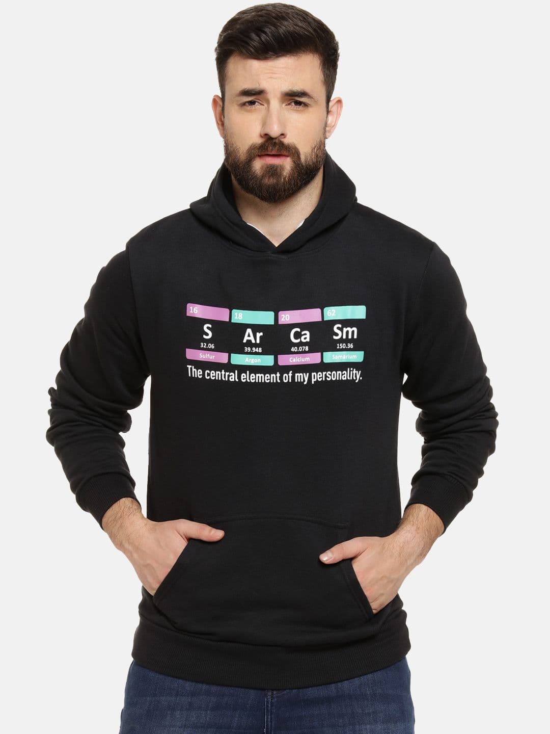 CAHOOT Men Black Printed Hooded Sweatshirt - view 1