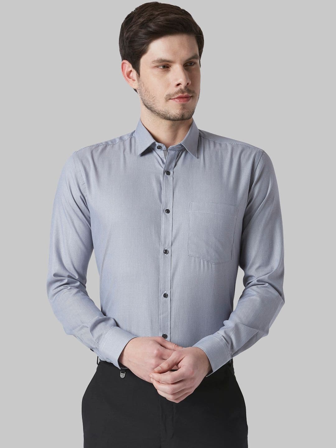 Park Avenue Men Grey Self Design Slim Fit Formal Shirt - view 1