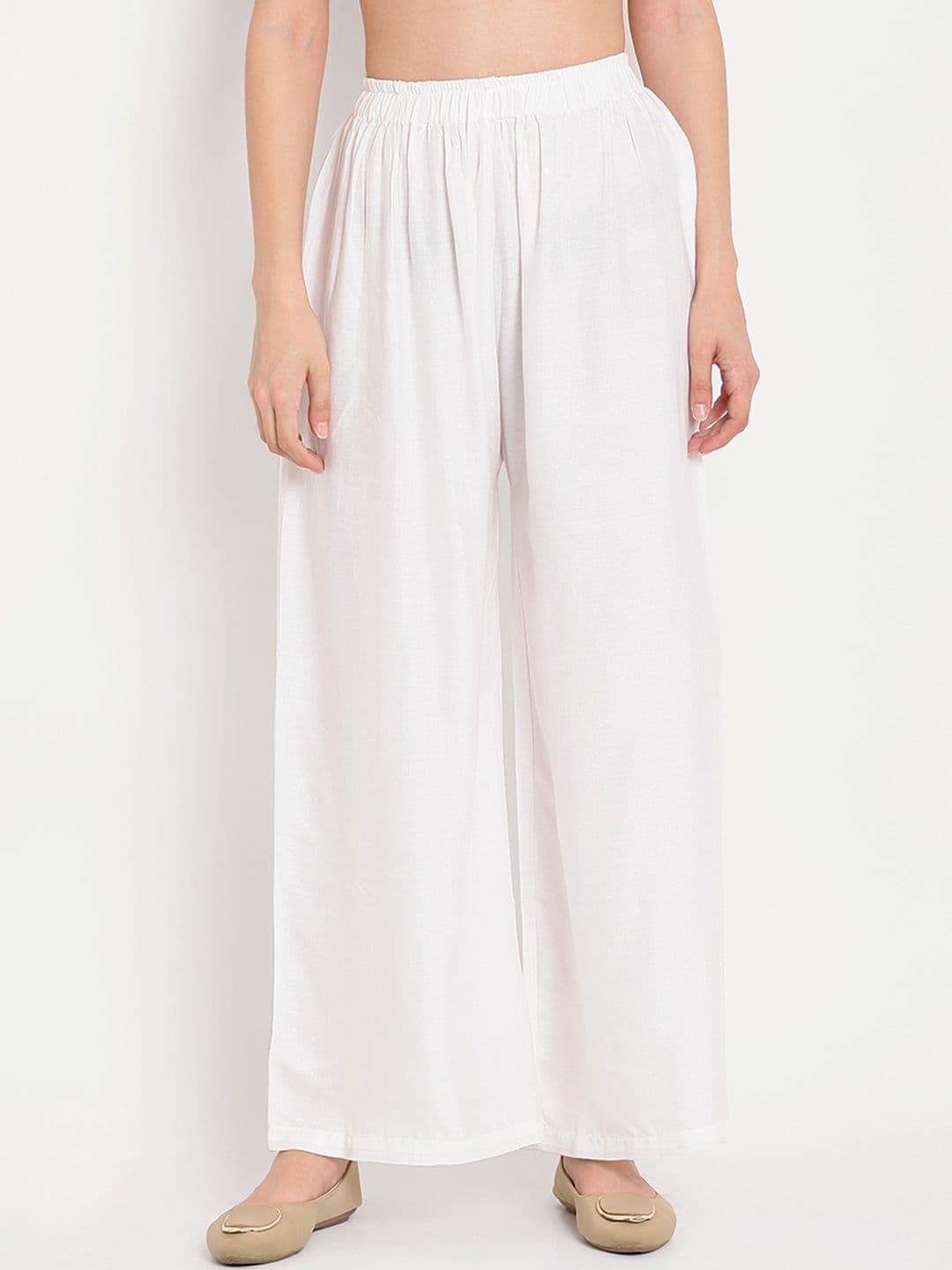 TAG 7 Women White Solid Straight Palazzos - view 1