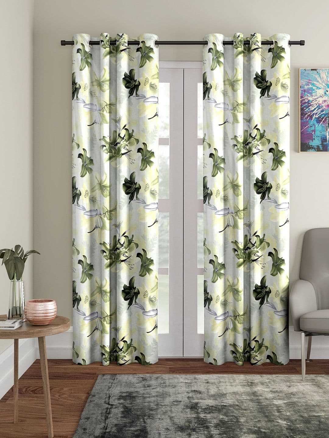 Home Sizzler Green Set of 2 Long Door Curtains - view 1