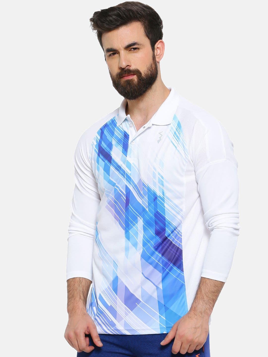 CAHOOT Men White & Blue Printed Polo Collar T-shirt - view 1