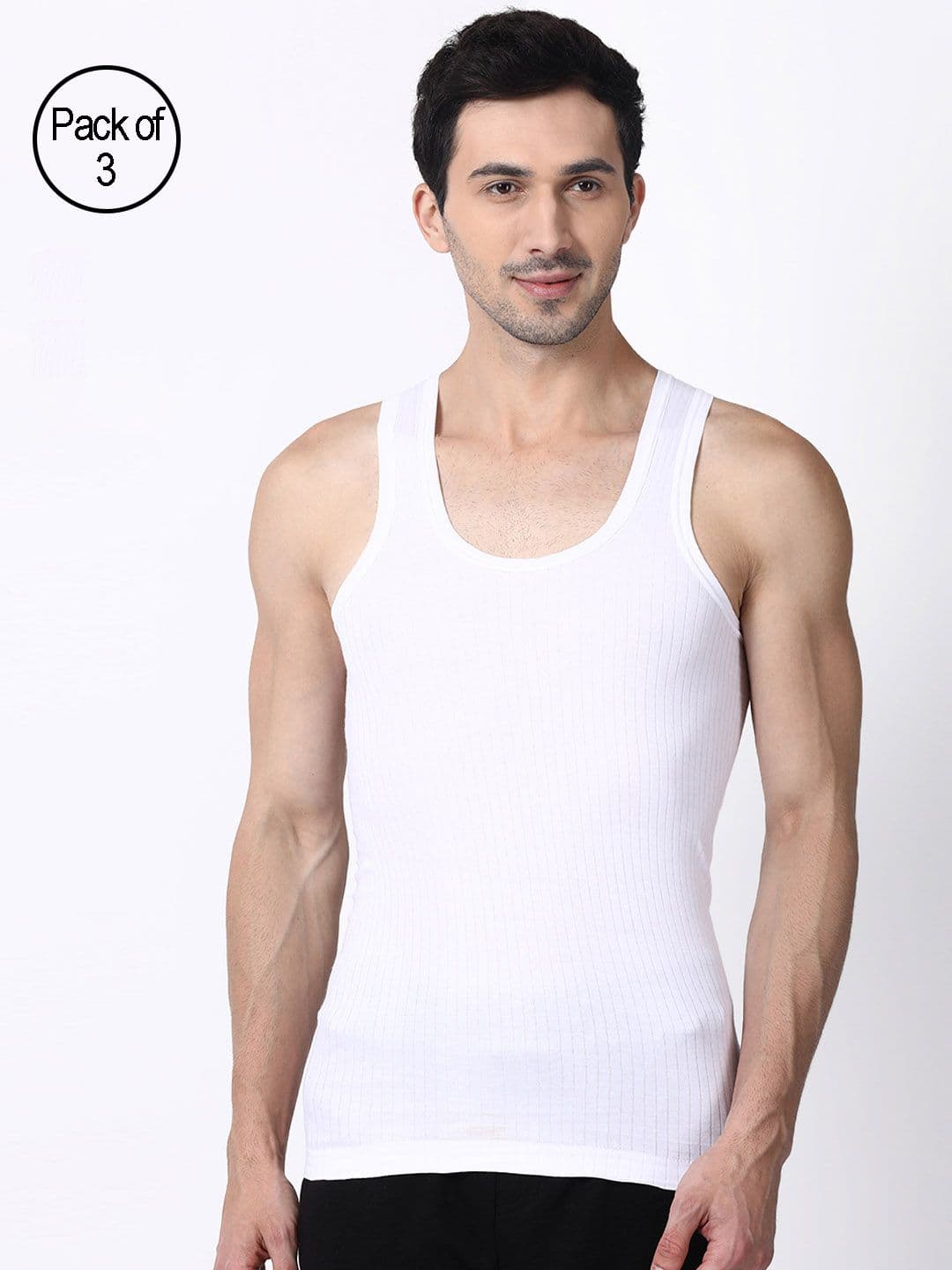 DIXCY SCOTT Men Pack of 3 Combed Cotton With Structured Knit For Better Air Flow Vest - view 1