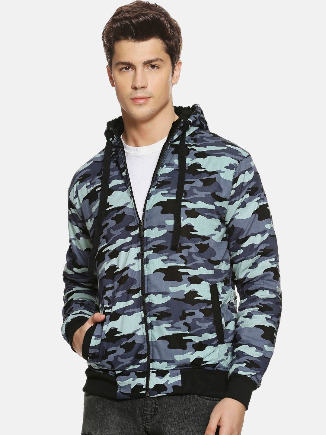 CAHOOT Men Blue Printed Bomber Jacket - view 1