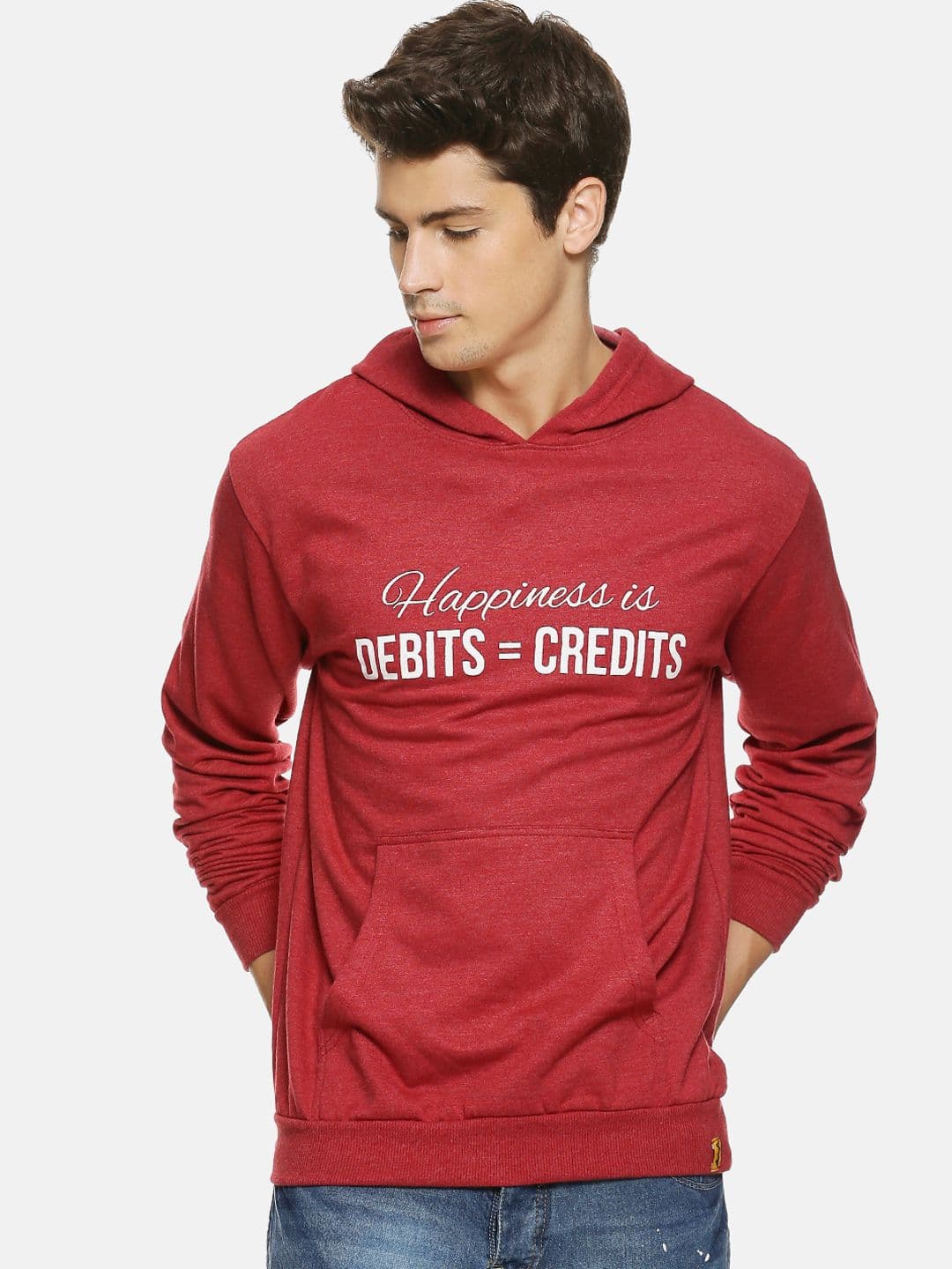 CAHOOT Men Maroon Printed Hooded Sweatshirt - view 1