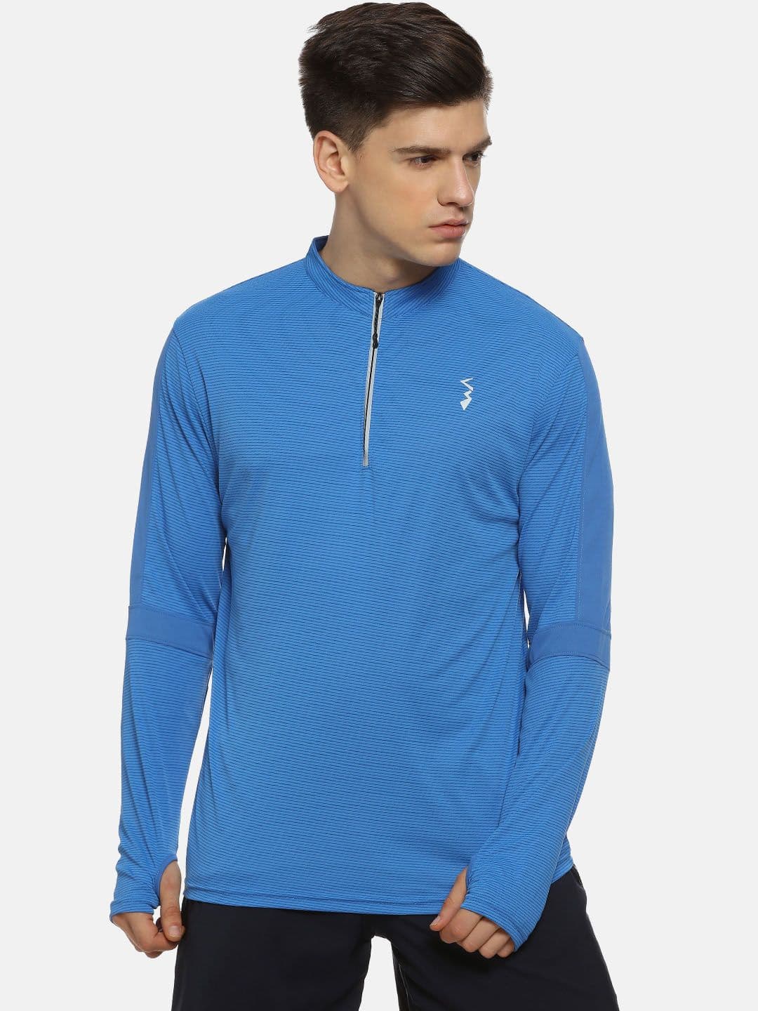 CAHOOT Men Blue Striped High Neck T-shirt - view 1