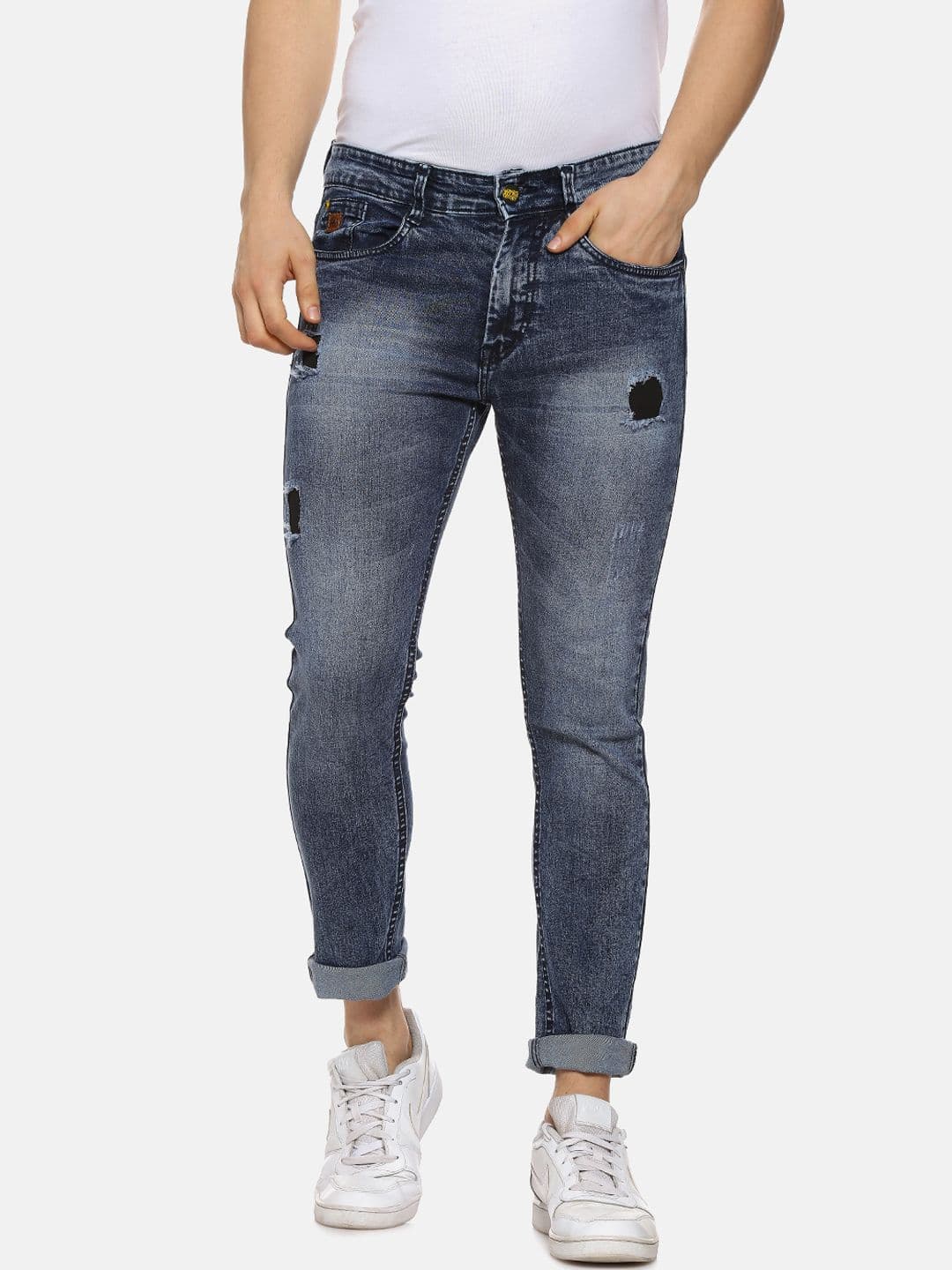 CAHOOT Men Blue Slim Fit Mid-Rise Mildly Distressed Stretchable Jeans - view 1