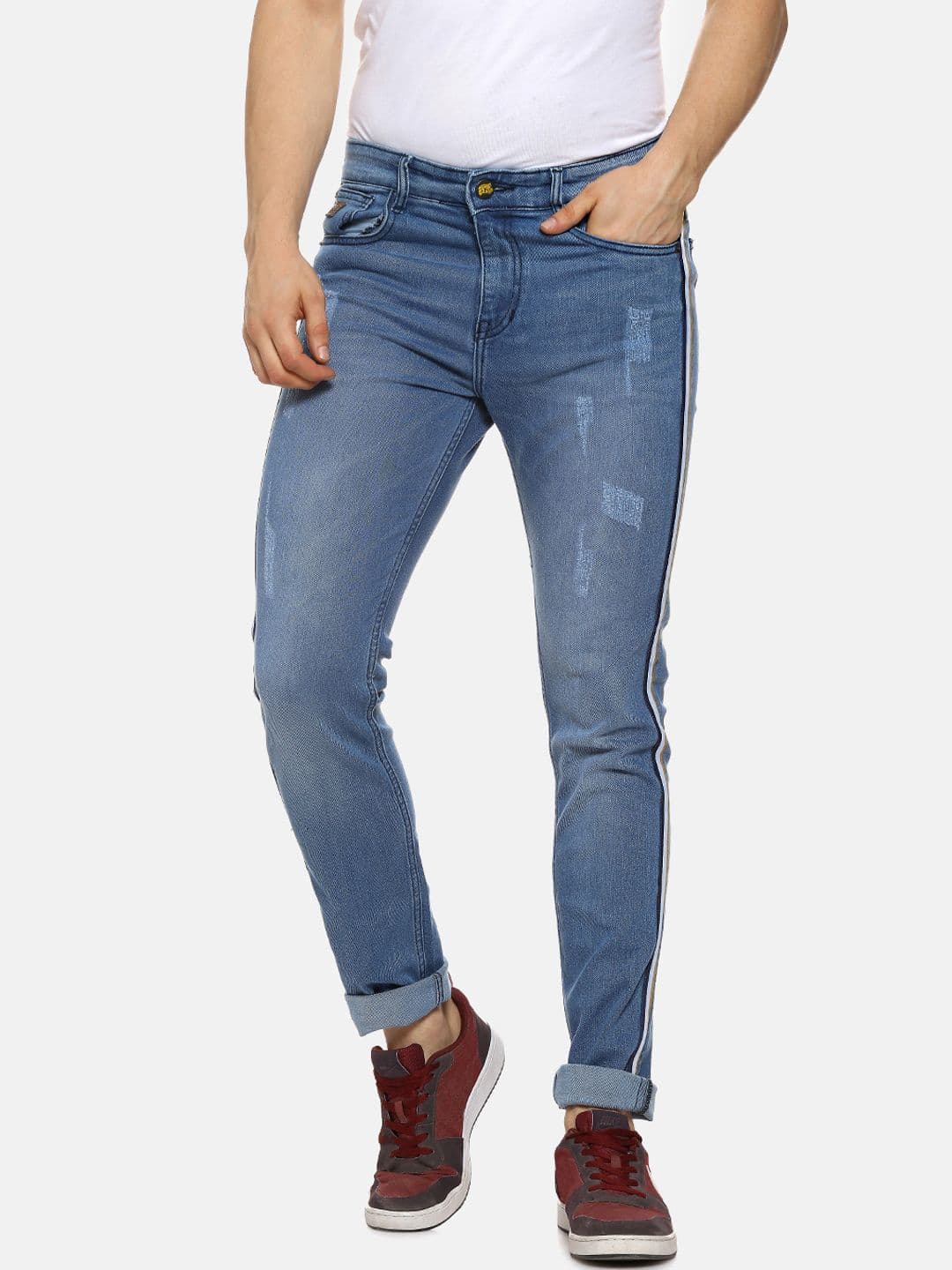 CAHOOT Men Blue Slim Fit Mid-Rise Mildly Distressed Stretchable Jeans - view 1
