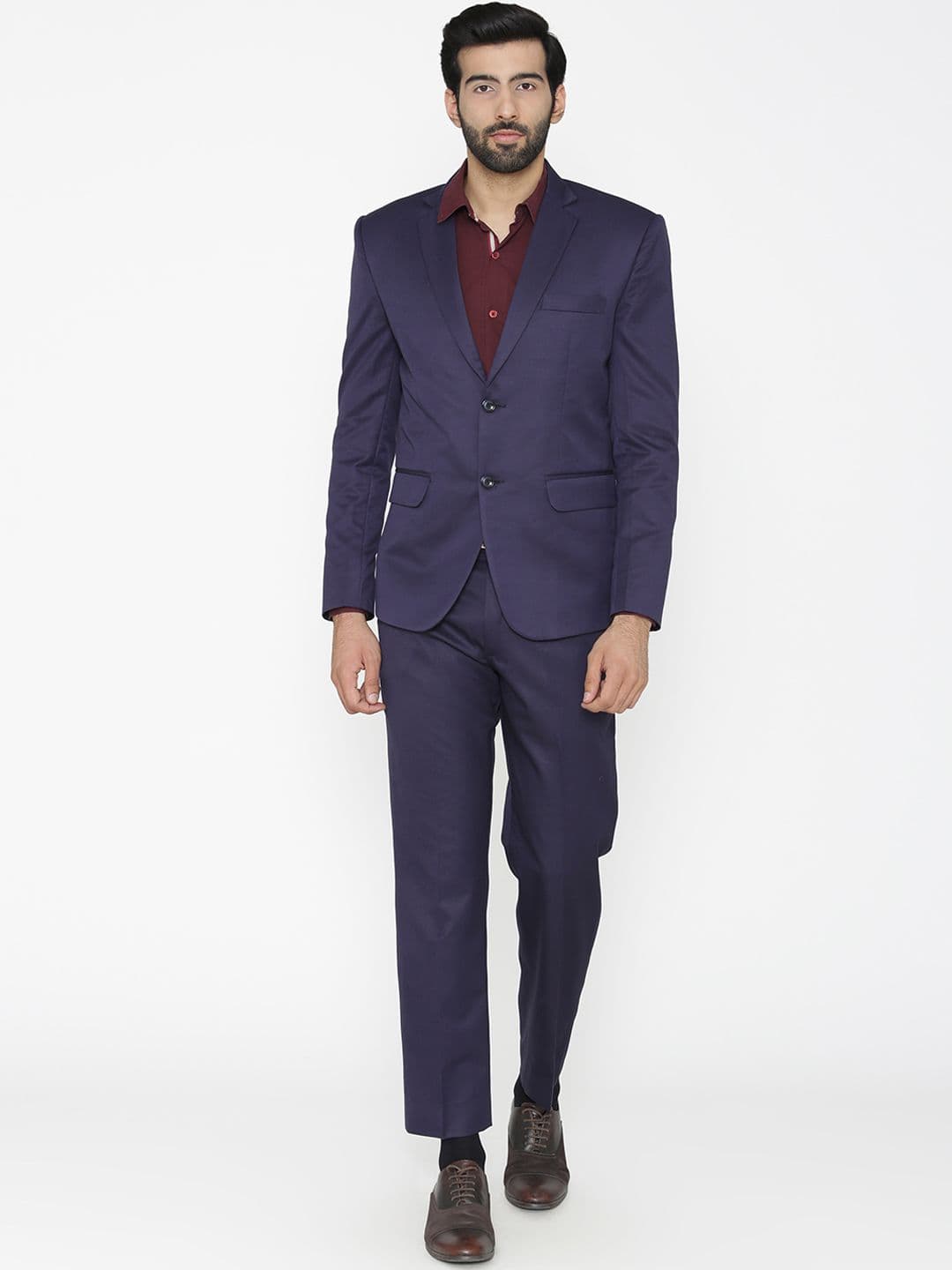 Wintage Men Blue Solid Single-Breasted Regular Fit Party Suit - view 1
