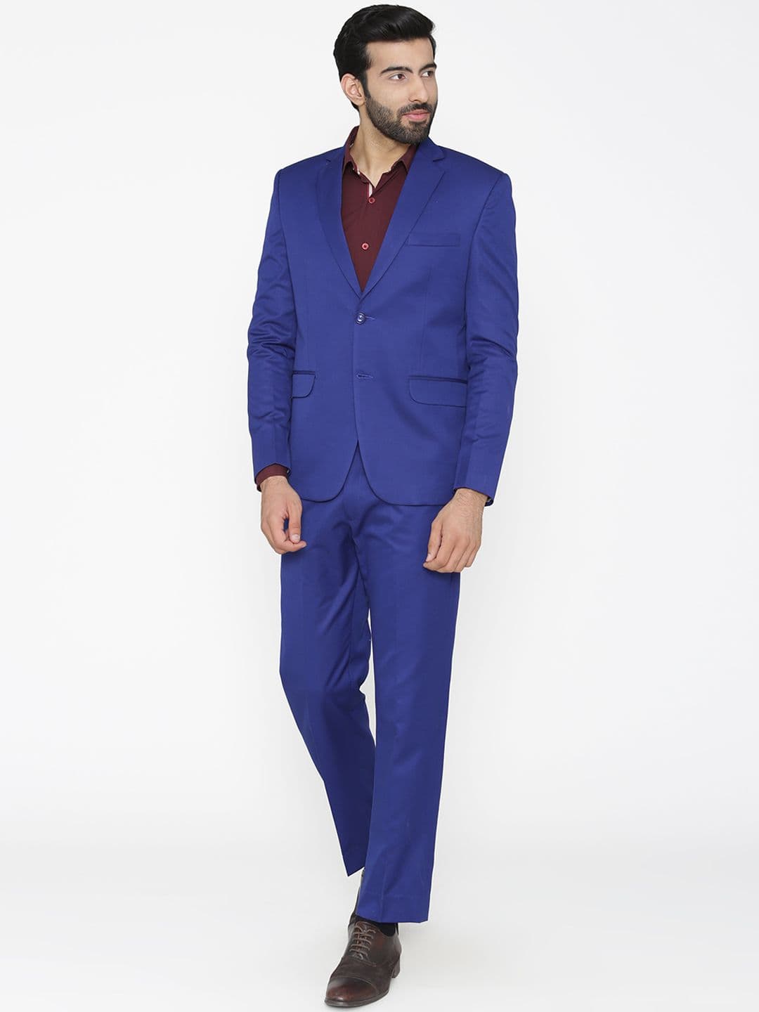 Wintage Men Blue Solid Single-Breasted Regular Fit Party Suit - view 1