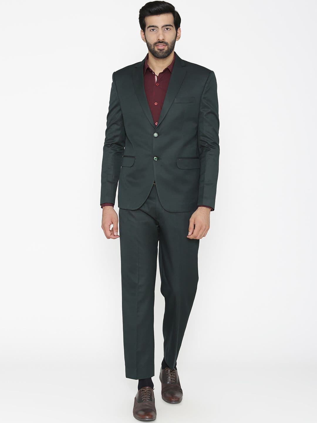 Wintage Men Green Solid Single-Breasted Regular Fit Suit - view 1