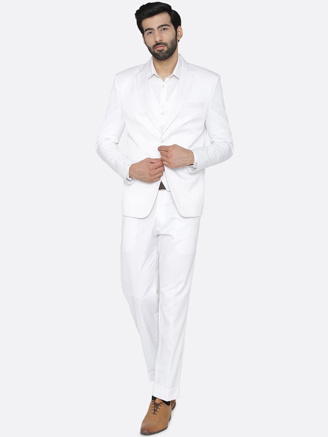 Wintage Men White Solid Single-Breasted Regular Fit Suit - view 1
