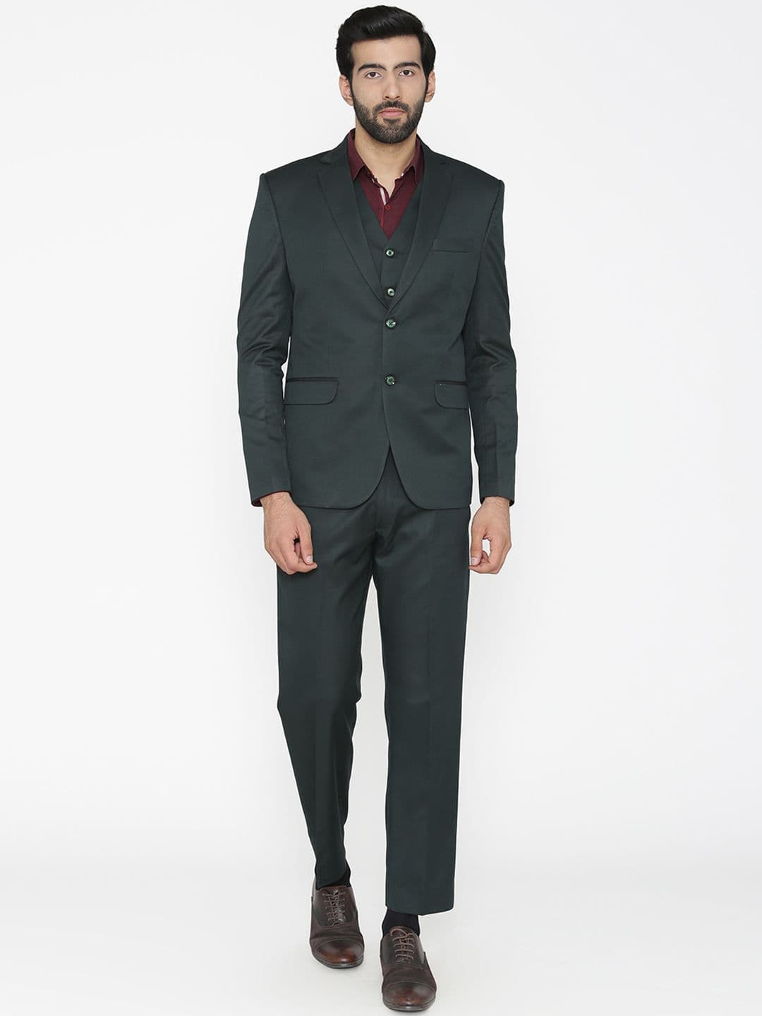 Wintage Men Green Solid Single-Breasted Regular Fit Suit - view 1