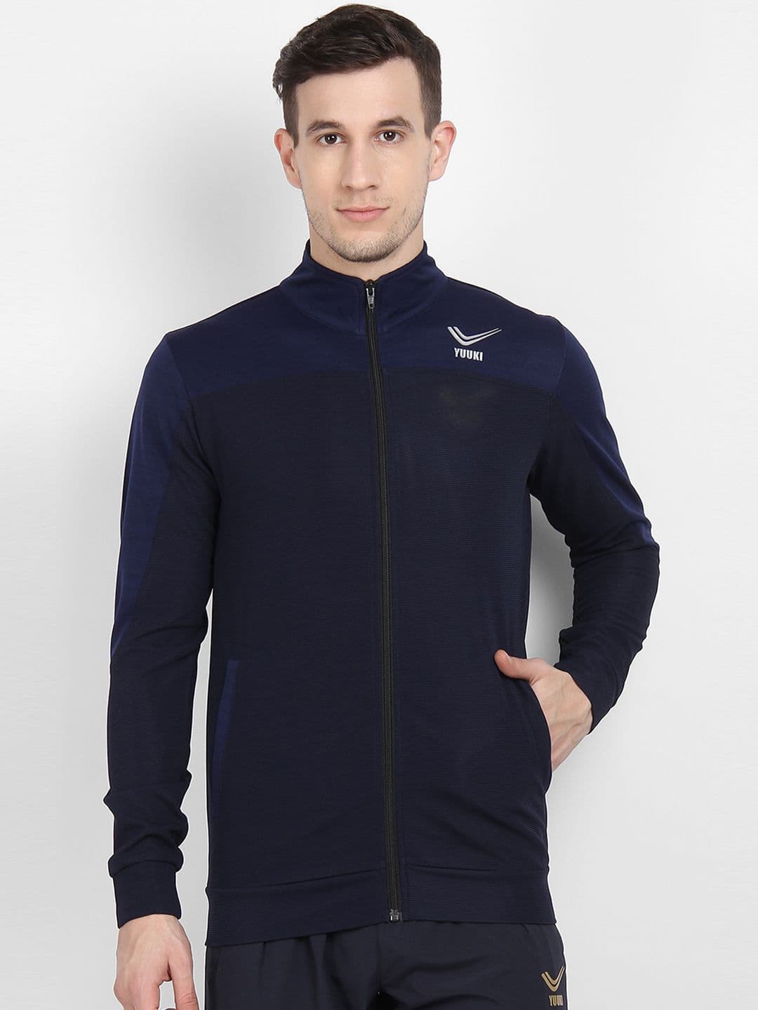 Yuuki Men Navy Blue Solid Sporty Jacket - view 1
