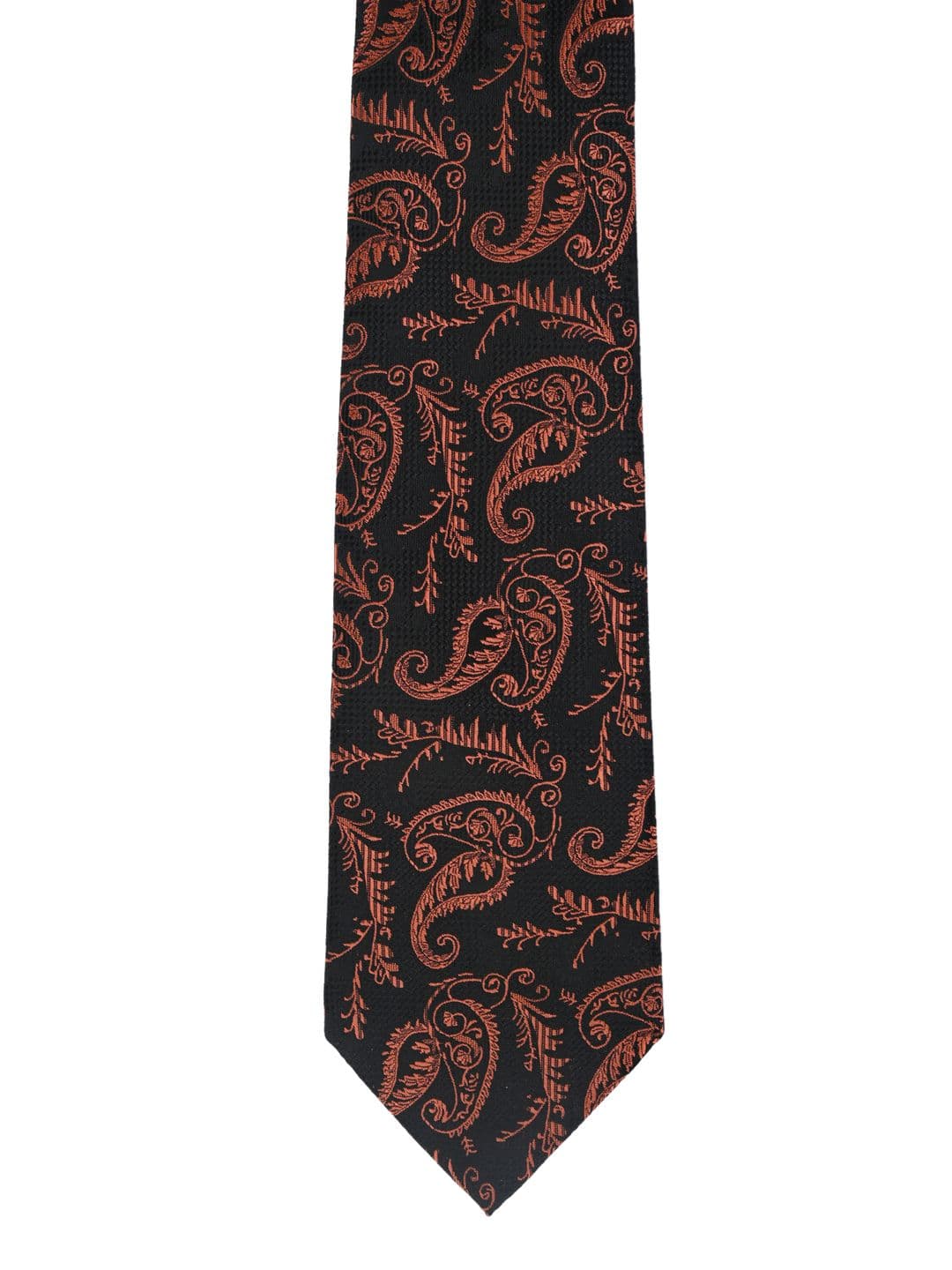 Calvadoss Orange & Black Woven Design Broad Tie - view 1
