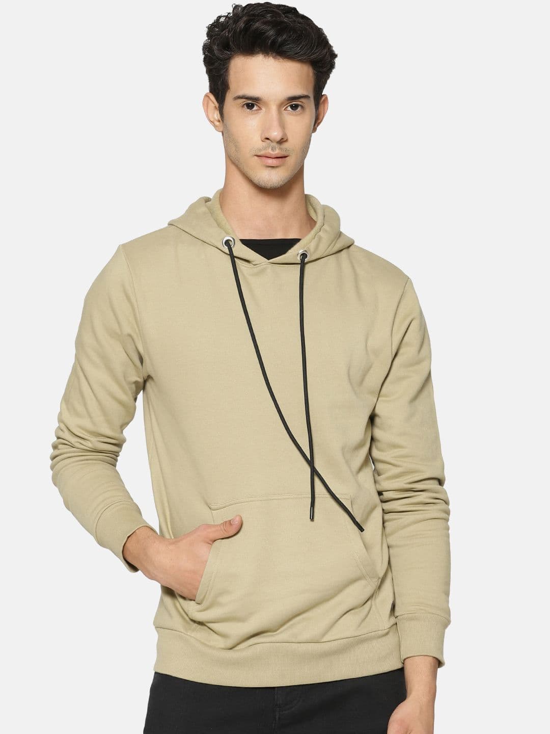 CAHOOT Men Khaki Solid Hooded Sweatshirt - view 1