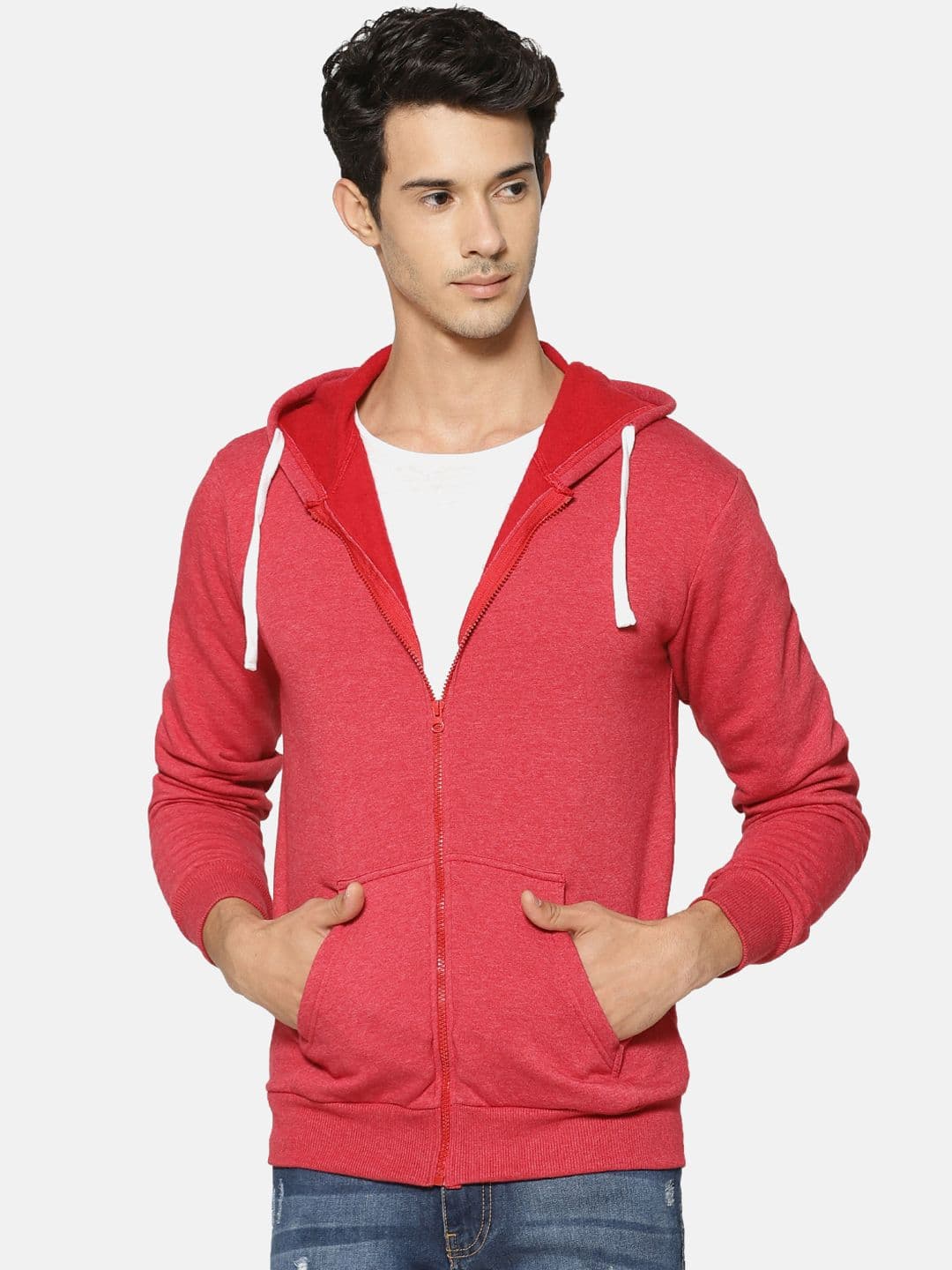 CAHOOT Men Red Solid Hooded Sweatshirt - view 1