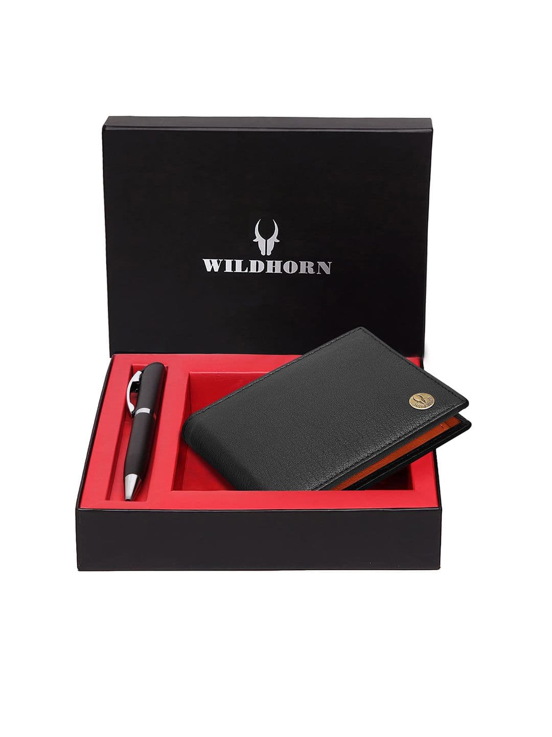WildHorn Men Black & Orange RFID Protected Genuine Leather Accessory Gift Set - view 1