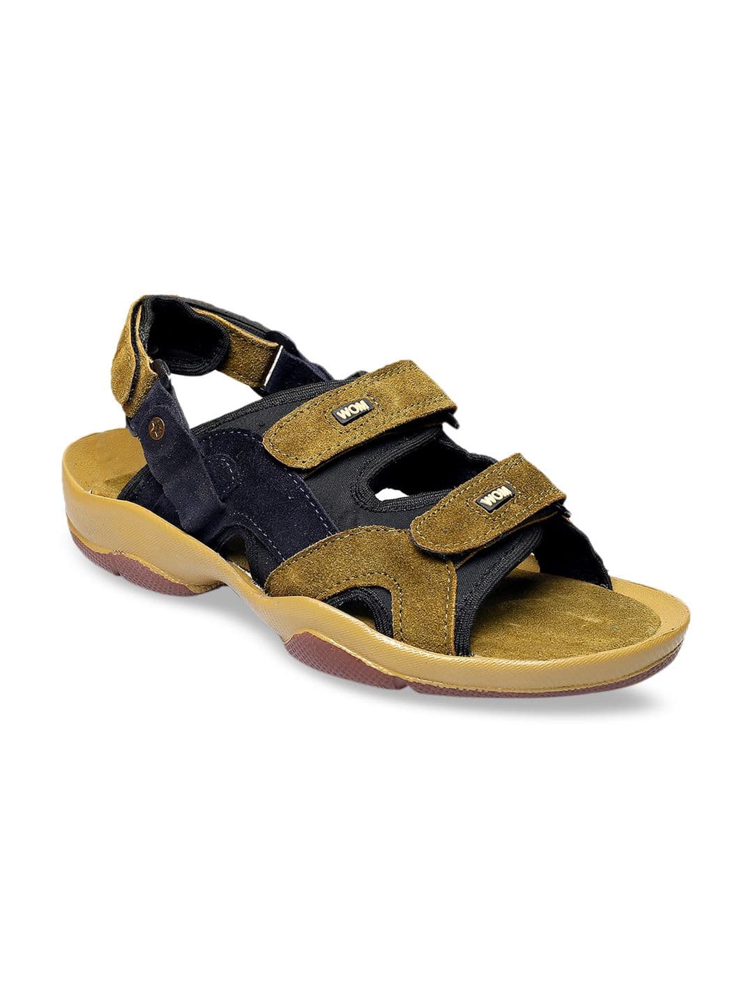 Woakers Men Olive Green & Black Colourblocked Running Sports Sandals - view 1